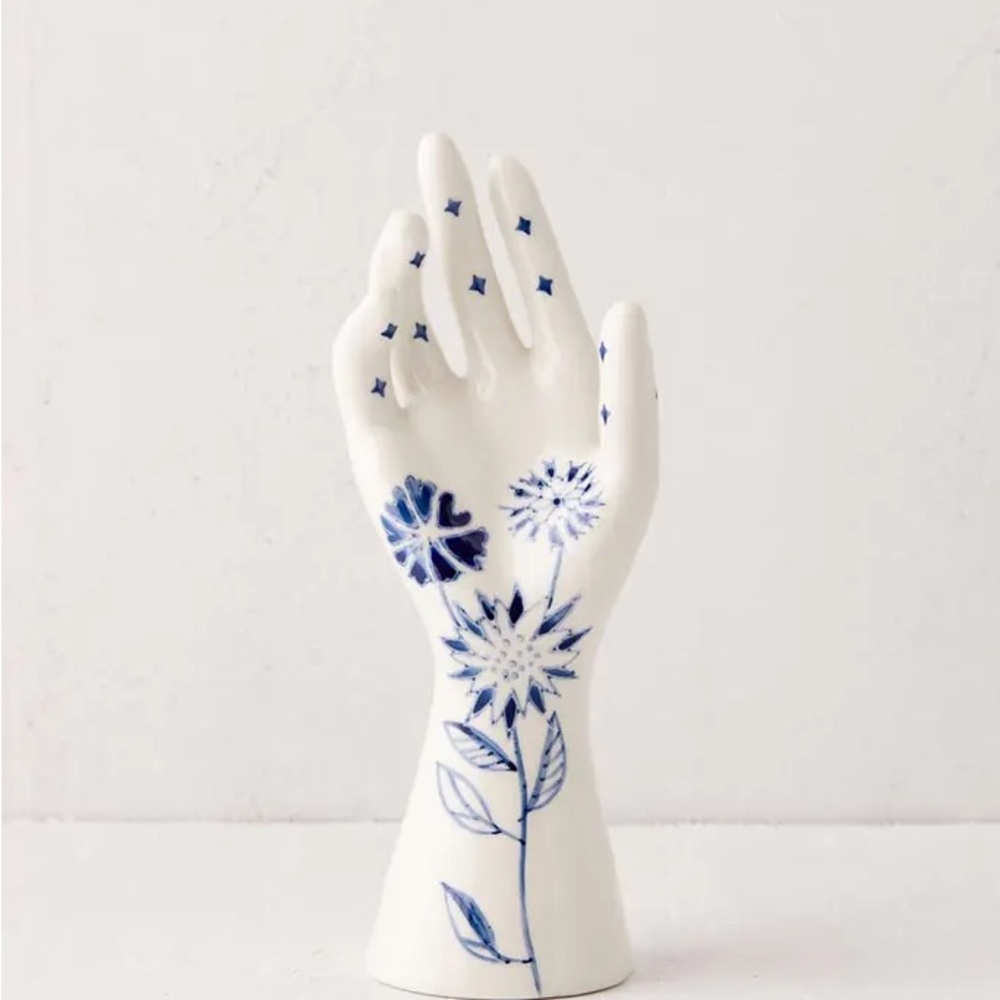 Urban Outfitters Ceramic Hand with Blue Floral Accents